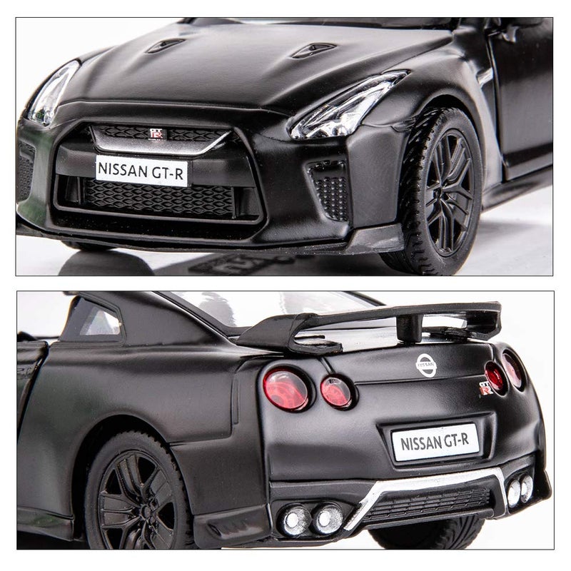 BDTCTK نموذج سيارة سوبركار GTR R35 مقياس 1/36 من BDTCTK، لعبة مصنوعة من سبائك الزنك، سيارات سحب للخلف، ألعاب للأطفال من 4 إلى 6 سنوات، هدية للأولاد والبنات (أسود) - Image 4